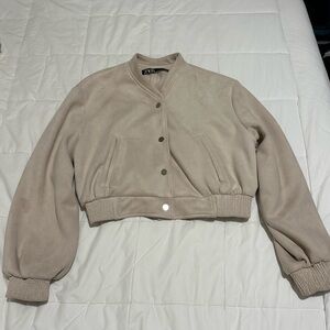 Zara Women's Beige Bomber Jacket